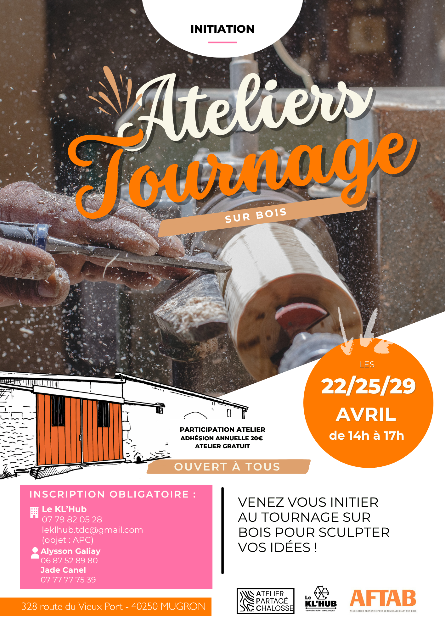 affiche atelier tournage sur bois